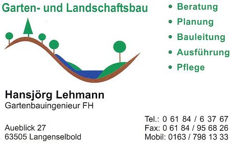 Logo Garten- und Landschaftsbau

Hansjörg Lehmann